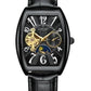 NY London Mens Automatic Dial Analogue Gun/Black Leather Strap Watch