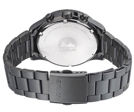 Lorus Mens Analog Chronograph Black Dial with Black Bracelet Watch RT361JX9