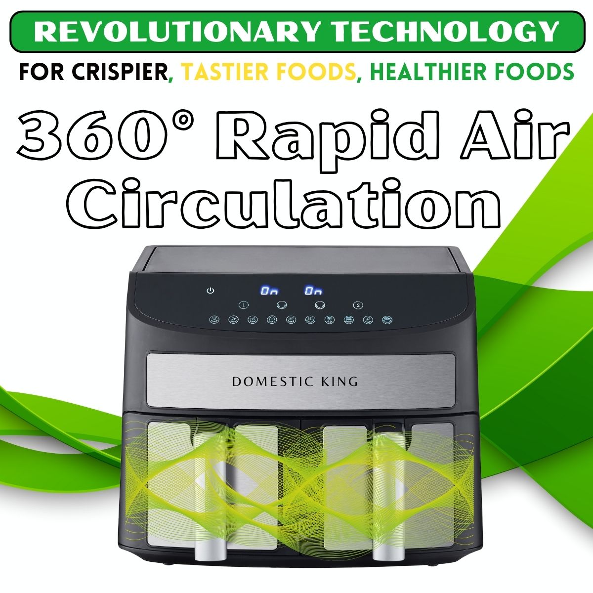 Domestic King Sync Technology 7L Digital Dual Basket 2400W Air Fryer With Recipe Book- DK18094