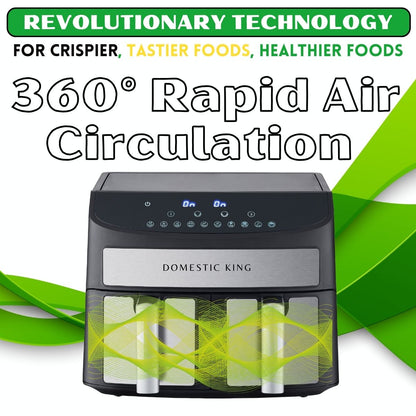 Domestic King Sync Technology 7L Digital Dual Basket 2400W Air Fryer With Recipe Book- DK18094