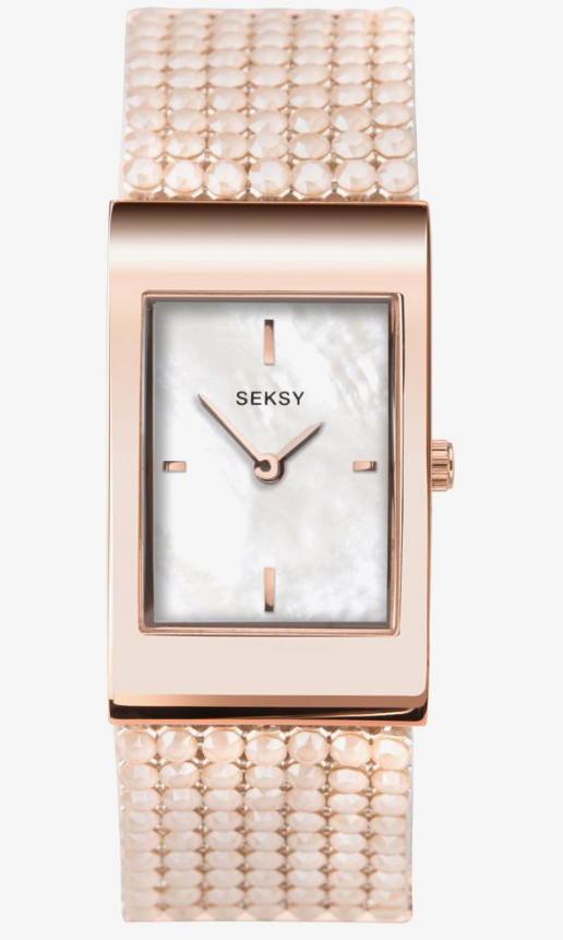 Seksy Shimmer Ladies Rose Gold Plated Ladies Crystal Bracelet Watch 2727