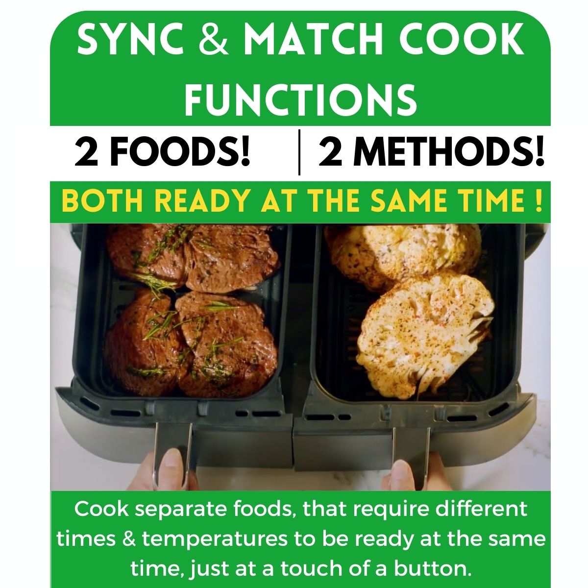 Domestic King Sync Technology 7L Digital Dual Basket 2400W Air Fryer With Recipe Book- DK18094