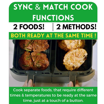 Domestic King Sync Technology 7L Digital Dual Basket 2400W Air Fryer With Recipe Book- DK18094