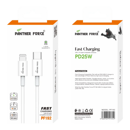 Panther Force USB-C to 8 Pin Cable – Fast Charging & Data Transfer