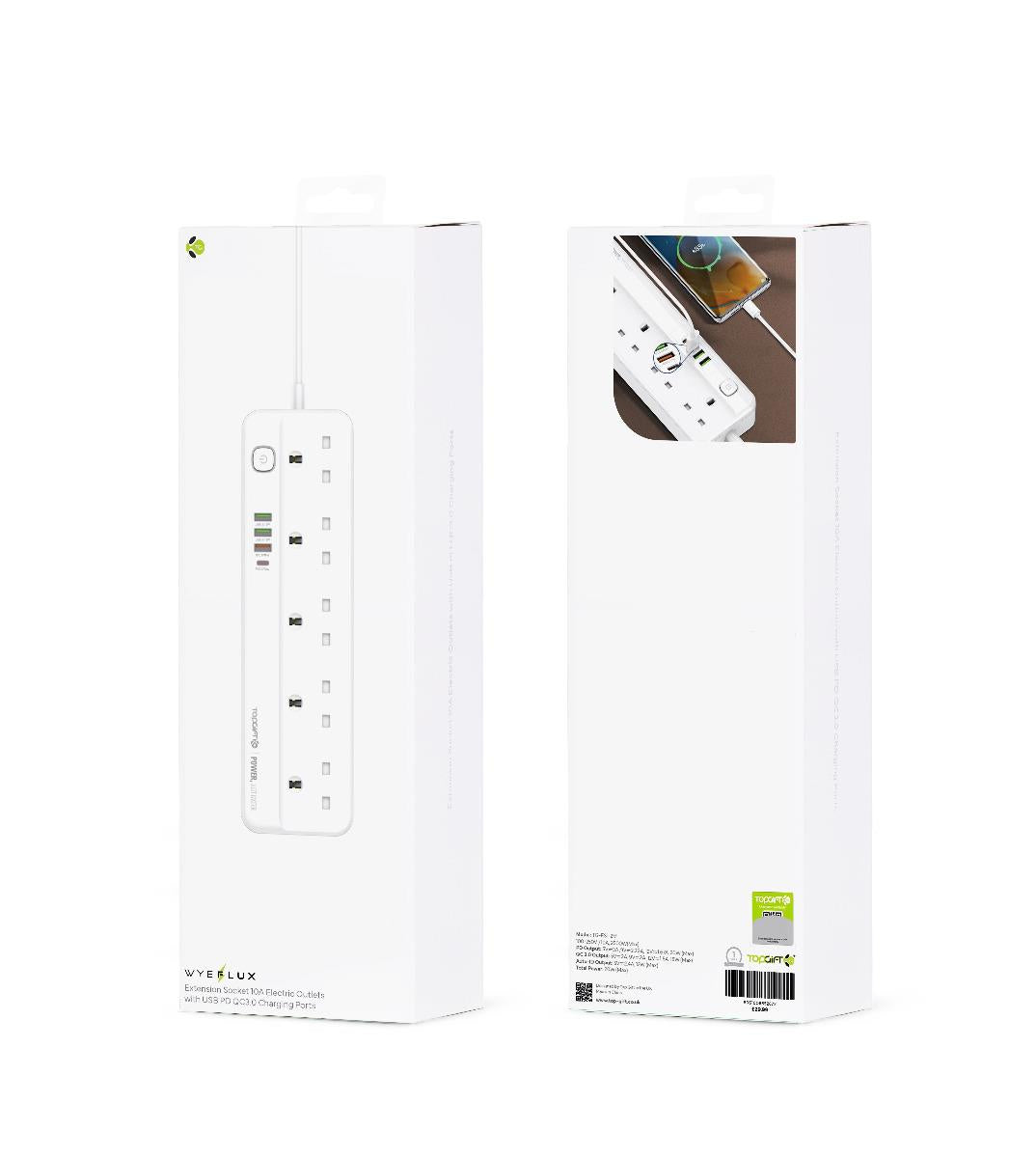 Extension Socket 10A Electric Outlets With USB PD QC3.0 Charging Ports WYEFLUX