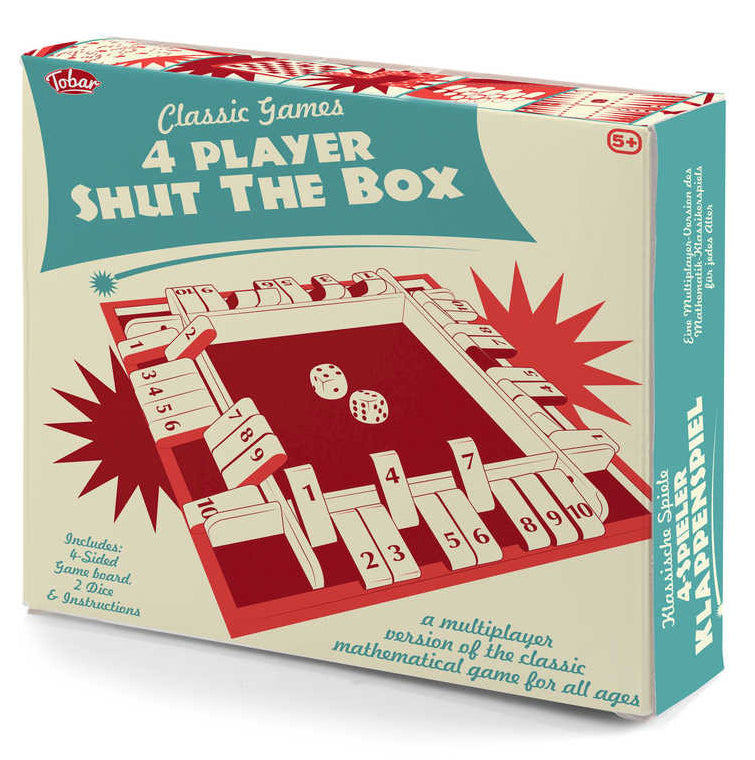 4 Player Shut The Box wooden game