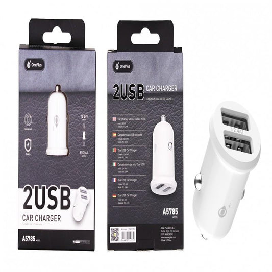 2.4A Dual USB Car Charger Proteo, without Cable, White A5785