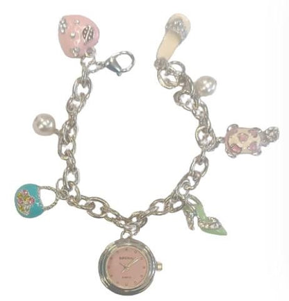 Imperial Ladies Girls Mini Dial with Hanging Charms on Bracelet Strap Watch Gift Set IMP755 CLEARANCE NEEDS RE-BATTERY