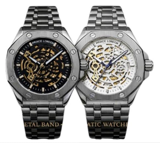 NYL Mens Automatic Metal Hollow mechanical Dial Analogue Metal Bracelet Watch NY London Available Multiple Colour