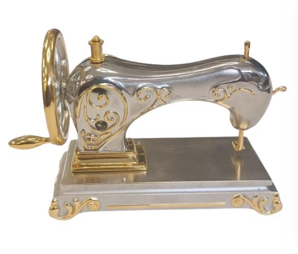 Miniature Clock Two tone Free Sewing Machine Standing Solid Brass IMP1035 - CLEARANCE NEEDS RE-BATTERY