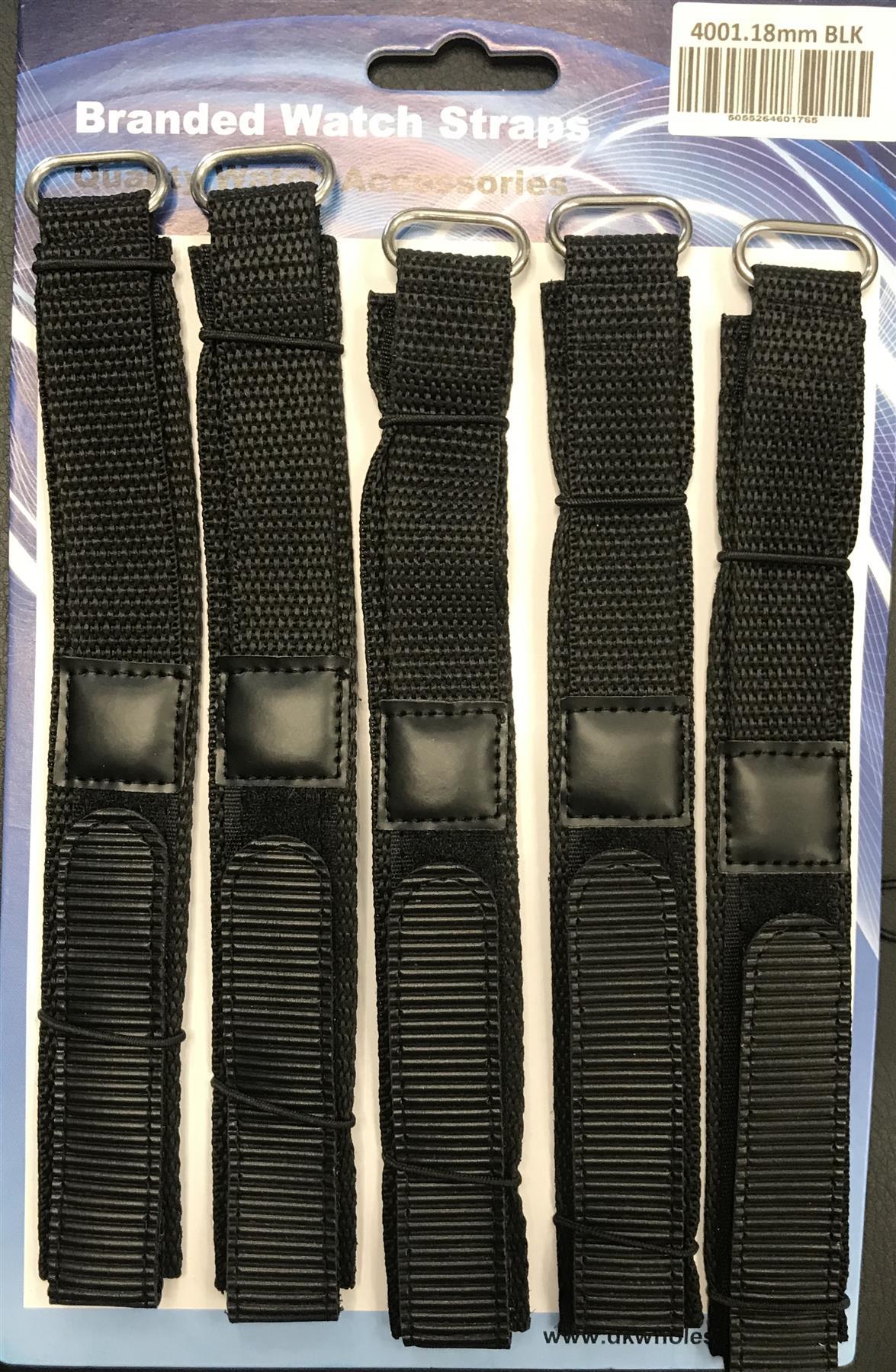 Velcro Watch Straps Black 4001GVB PK5 Available Multiple Size