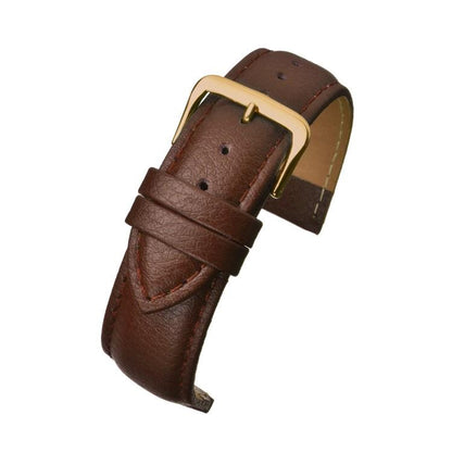 Brown Padded Buffalo Grain Leather Watch Strap Available Sizes 12mm-26mm