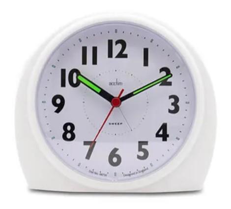 Acctim Jefferson Silent Sweep, Crescendo and Light features Bedside Alarm Clock 1648 Available in Multi Colour