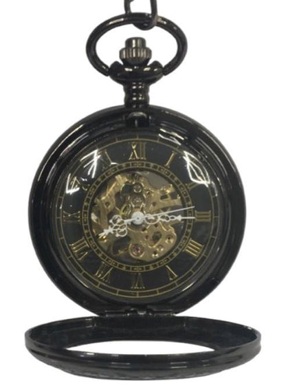 Mens & Ladies Mechanical Hand Winding Half Hunter Steampunk Gun Pocket Watch