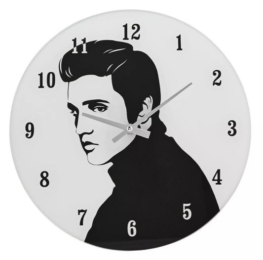 Elvis Iconic Collection Glass Wall Clock 30cm The King Of Rock & Roll