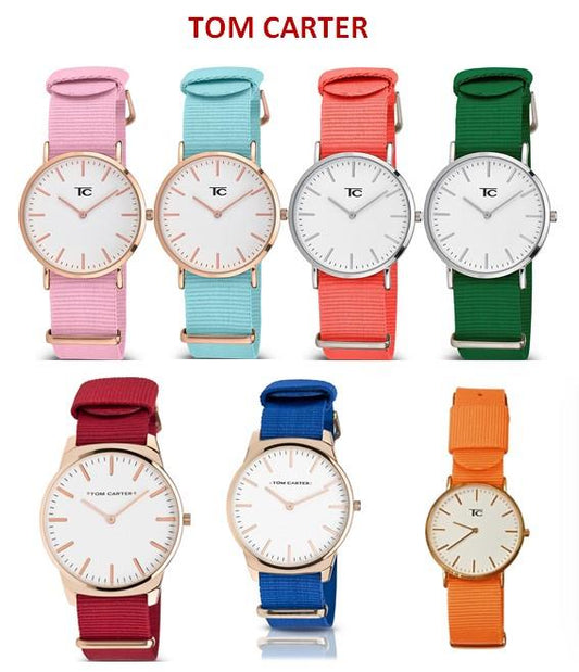 Tom Carter Basic Mens Ladies Coral 45mm Nylon Strap Watch Available Multiple Colour - CLEARANCE NEEDS RE-BATTERY