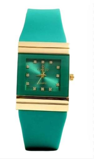 Clasico Ladies Water Resistant Bling Square Dial Rubber Strap Watch Available Multiple Colour