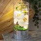 Glass Tube Vase with White Flowers and LED Lights 20 cm