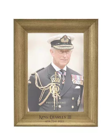 King Charles III Gold Photo Frame Made In UK