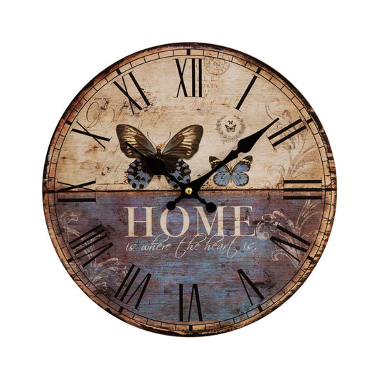 Hometime Round Wall Clock 30cm Butterfly 'Forest Gate'
