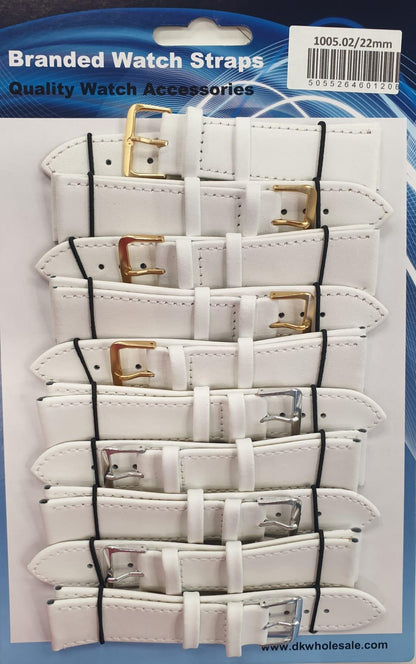 Leather White Watch Straps Pk10 Available sizes from 6mm To 24mm 1005.02
