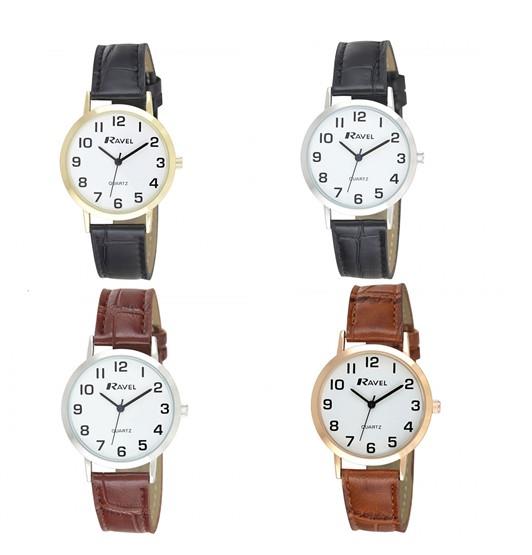 Ravel Mens Basic Leather Strap Watch R0102M Available Multiple Colour