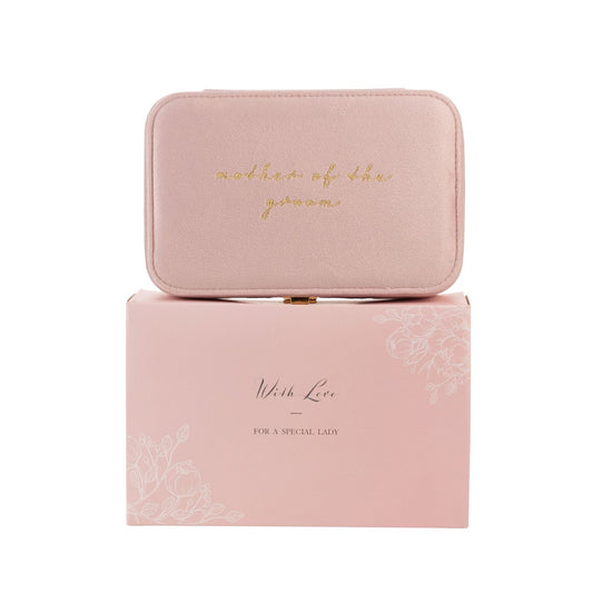 Amore Pink Velvet Jewellery Box "Mother of The Groom"