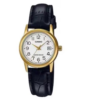 Casio Ladies Basic Dated Analogue Designer Dial Leather Strap Watch Available Multiple Colour