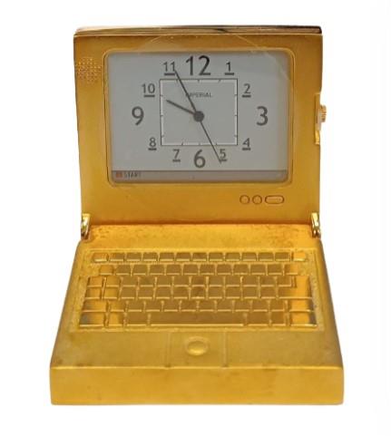 Miniature Clock PC Laptop Computer Goldtone Plated Solid Brass IMP1001G - CLEARANCE NEEDS RE-BATTERY