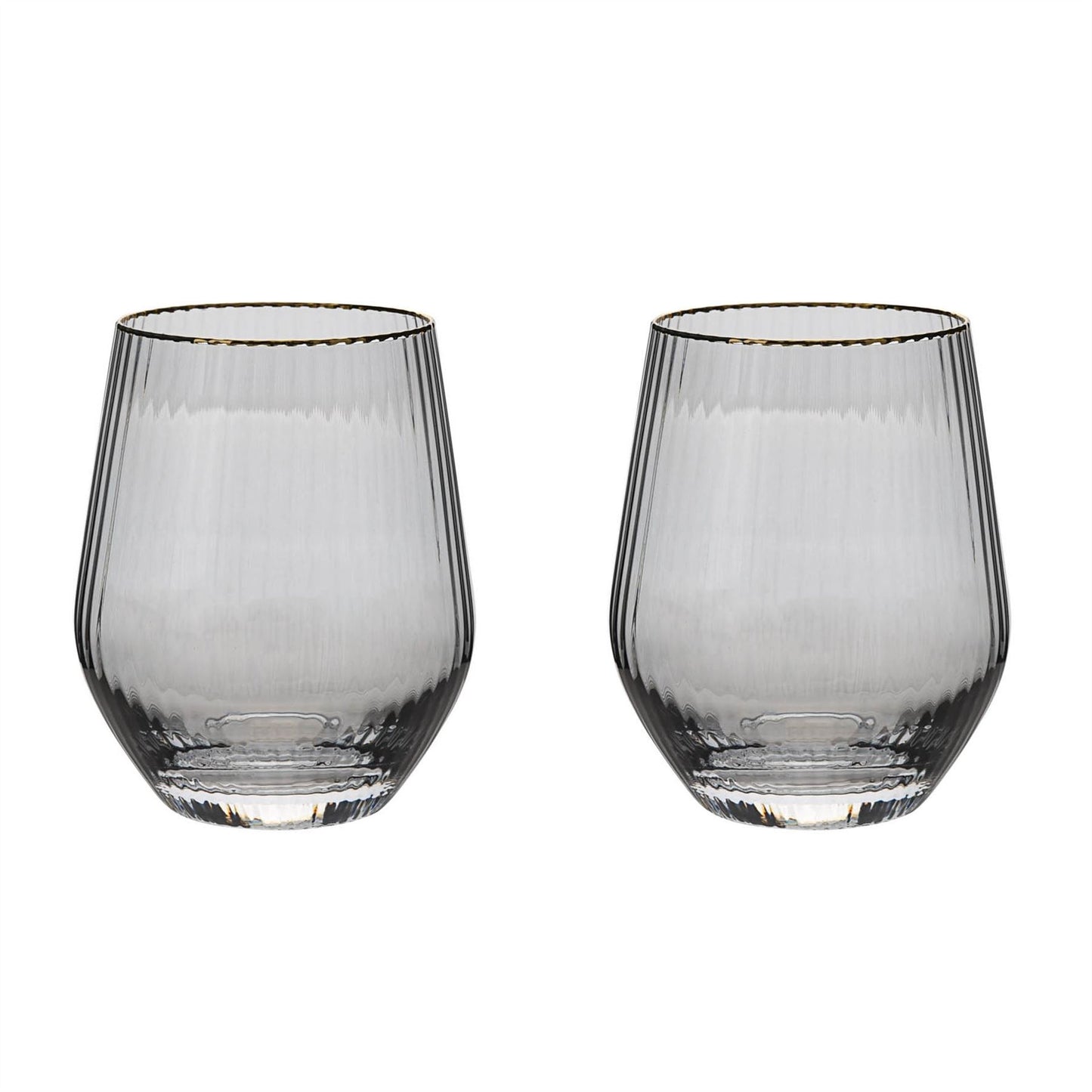 Hestia Set of 2 Grey Tumbler Glasses with Gold Rim