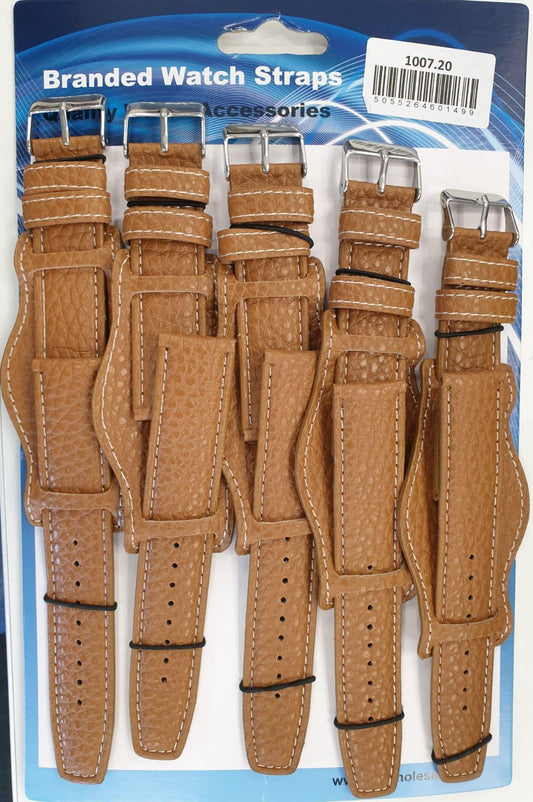 Leather Brown Military Watch Straps Pk5 Available sizes 18mm – 24mm 1007BR