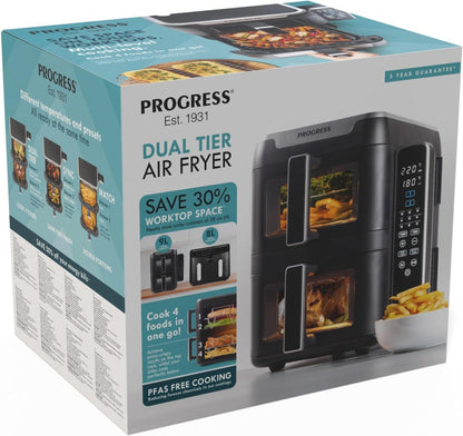 Progress Dual Tier 9L Air Fryer 2400W