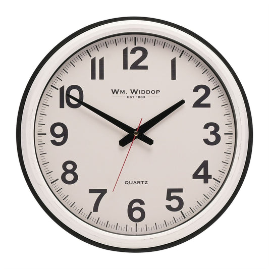 Wm Widdop Office Style White Cased Wall Clock 42cm