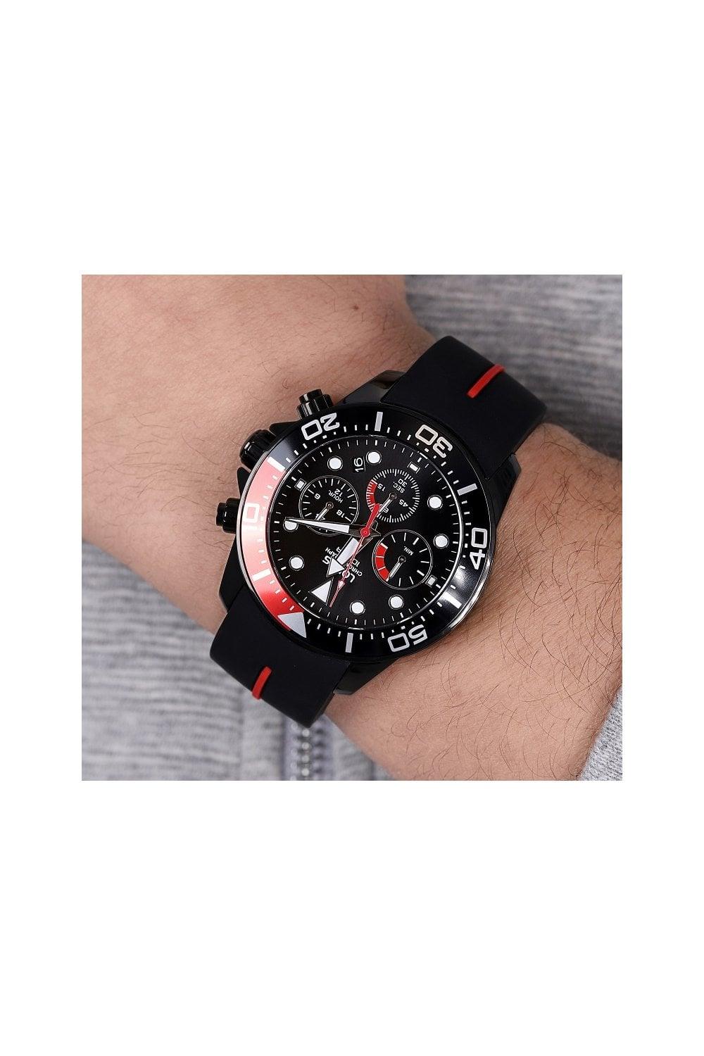 Lorus Mens Sports Chronograph Dated Black Dial Black Rubber Strap Watch RT347JX9 BRAND NEW BUT NEEDS BATTERY