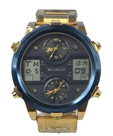 Ousuo Mens Fashion Ana Digital Big Dated Dial Stainless Steel Bracelet Watch NY London Available Multiple Colour