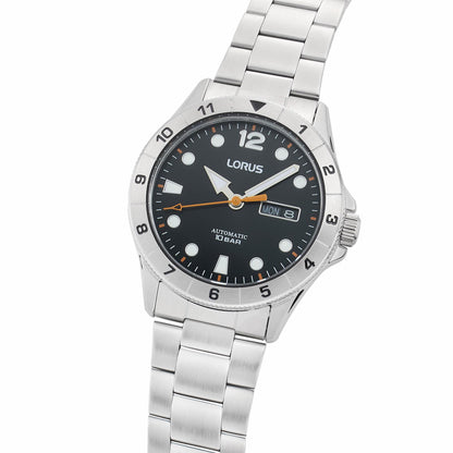 Lorus Mens Automatic Day Date Black Dial Stainless Steel Bracelet Watch RL459BX9