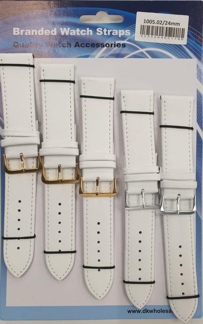 Leather White Watch Straps Pk10 Available sizes from 6mm To 24mm 1005.02