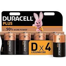 Duracell Plus - D Alkaline Battery Pack of 4 1.5V
