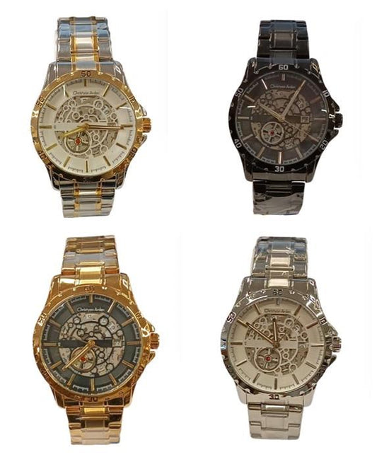 Christyan Arden Mens Fashion Dated Dial Analogue Metal Bracelet Strap Watch Available Multiple Colours