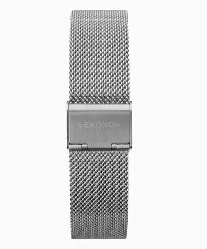 Sekonda Mens Fashion Dated 40mm 5ATM White Dial Silver Mesh Bracelet Watch 1940