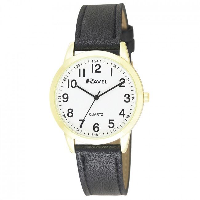 Ravel Mens Basic Classic Leather Strap Watch R0132GC Available Multiple Colour