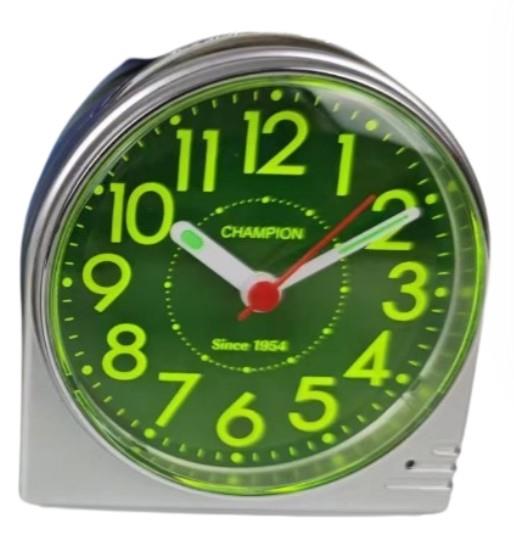 Champion Hi Visibility Dial Silent Sweep Silver Alarm Clock MF88908S