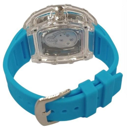 New Rubber Gents Clear Fashion Quartz Movement Skeleton Clear Dial Rubber Strap Watch Available Multiple Colour