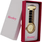 Henley Ladies Black Enamel Goldtone Rhinestone Set Beauticians Fob Watch HF09.3 - CLEARANCE NEEDS RE-BATTERY