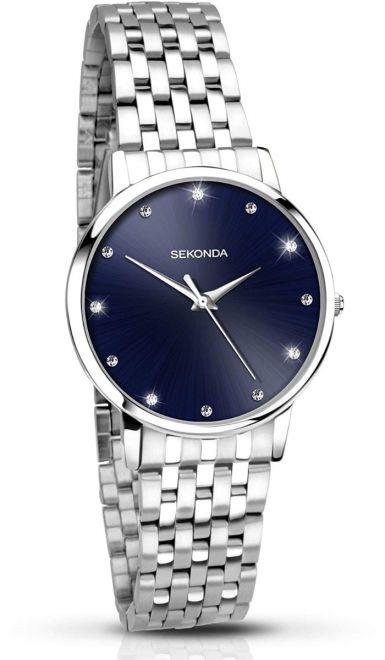 Sekonda Ladies Fashion Bling Blue Dial with Stainless Steel Bracelet Watch - 2442