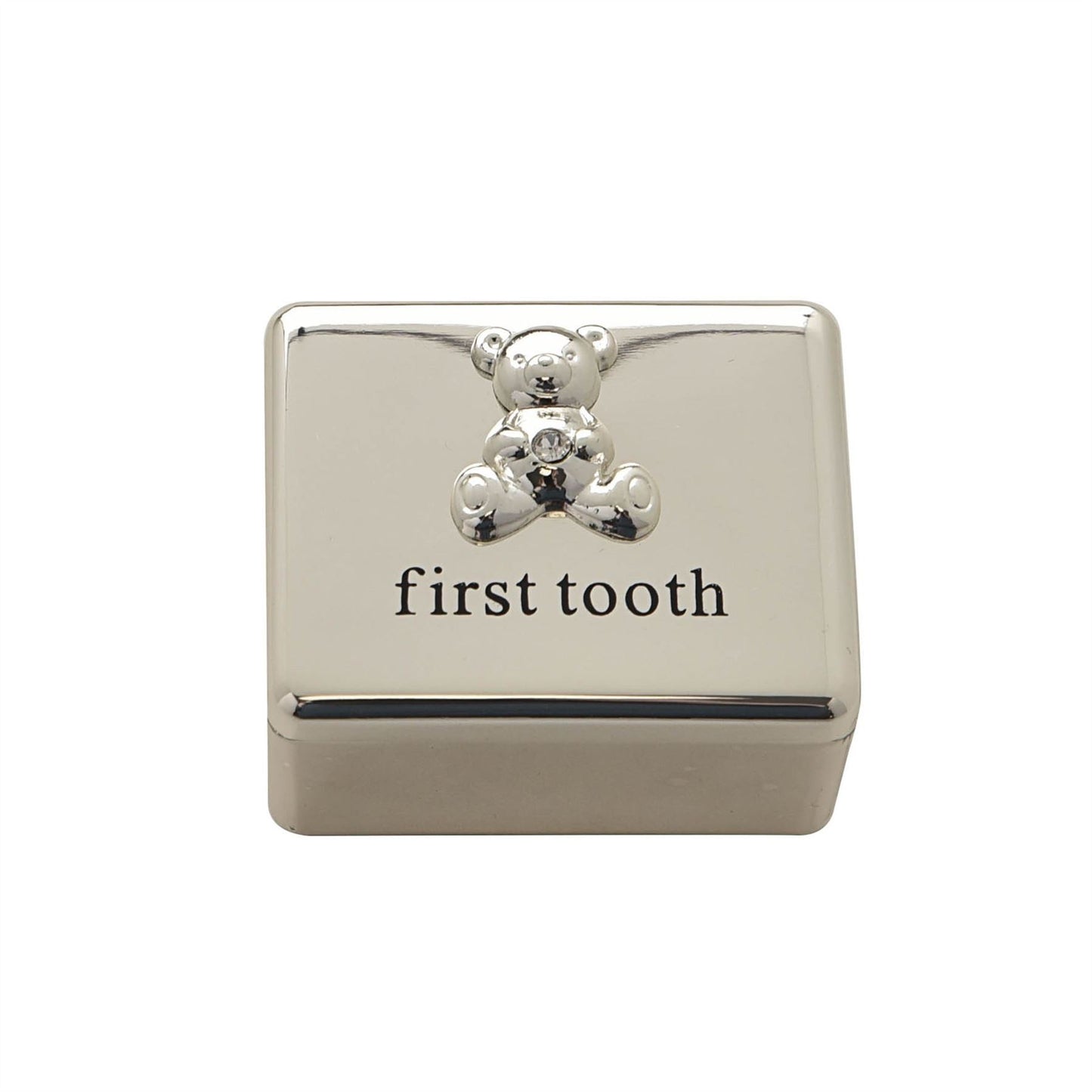 Bambino Silver Plated First Tooth Box with Teddy Icon