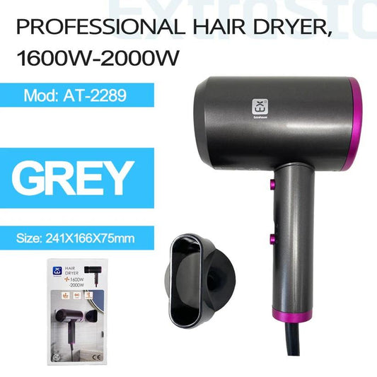 Extrastar Hair Dryer 1600W-2000W, 2 speed, Grey