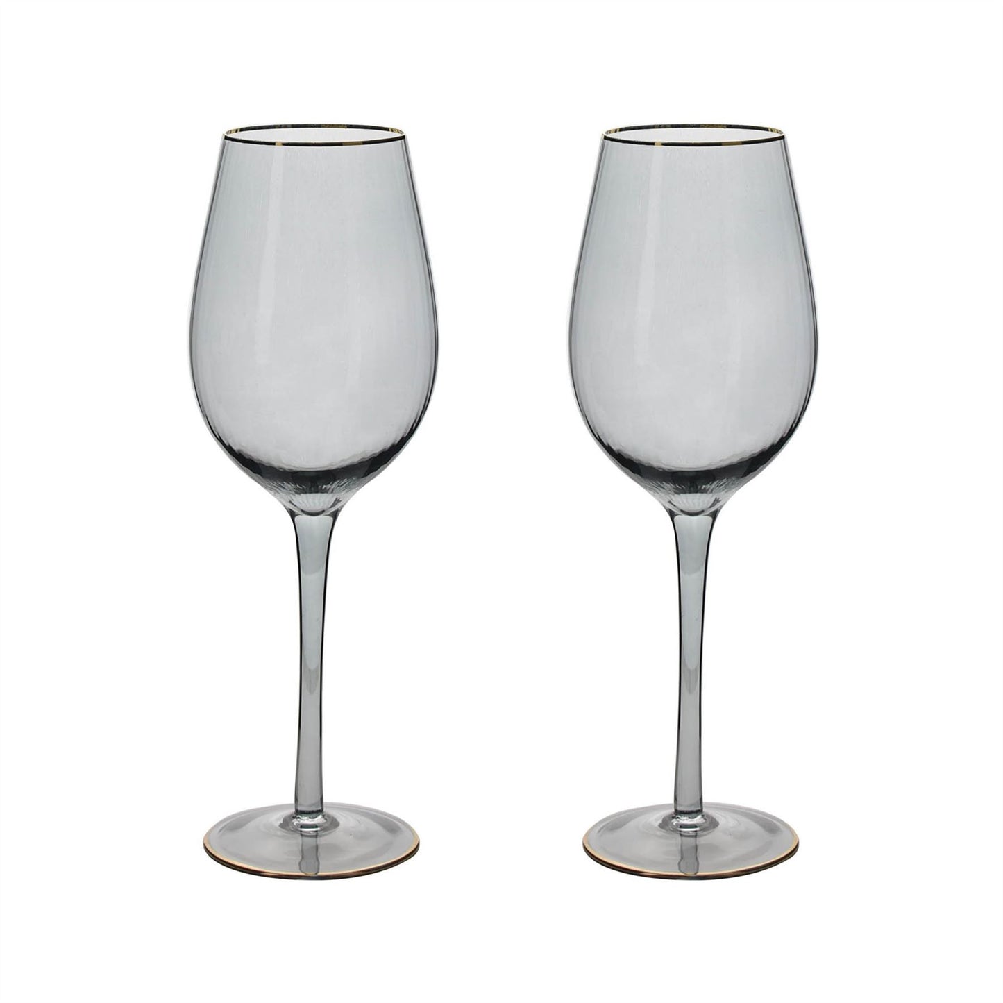 Hestia Set of 2 Grey Wine Glasses with Gold Rim