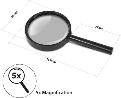 Eagle Handheld Portable Magnifying Glass With Clear Precision Optics, 5X Magnificatio