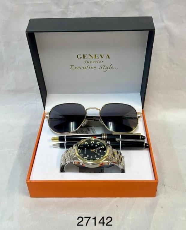 Geneva Mens Pen, Sunglasses & Barcelet Watch Gift Sets 27142